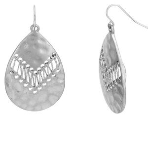 Influence Silver Tone Teardrop Cut Out Drop Boho Earrings NWT